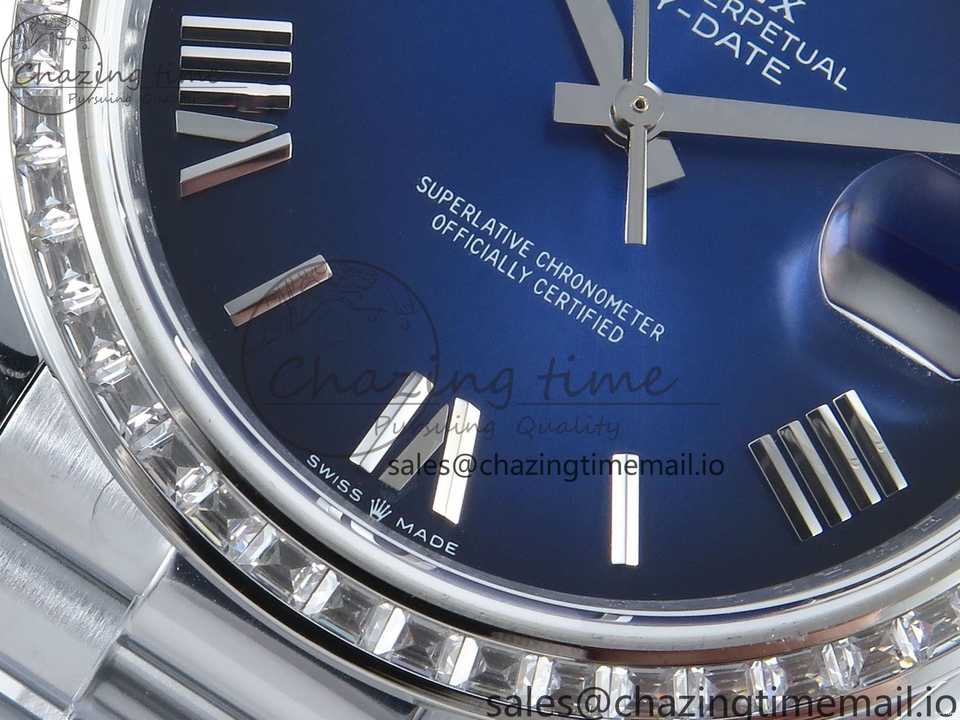 MiroTime 0409 Seasonal DayDate 40 SS QF 1:1 Best Edition Blue Black Dial Diamonds Bezel on President Bracelet A2836 V5 (Gain Weight) 482